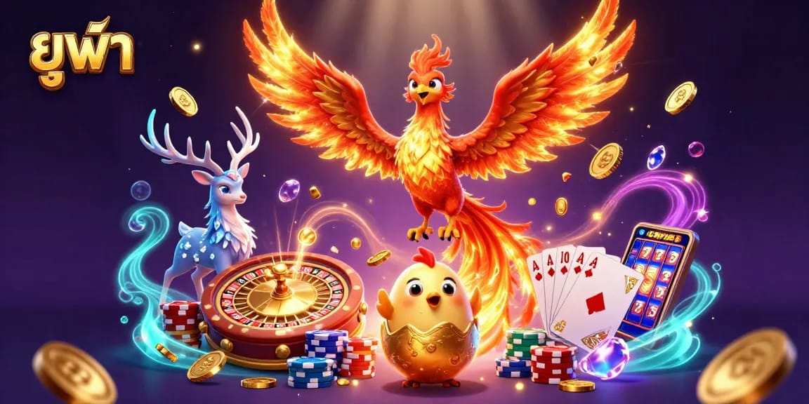 Experience the thrills of ยูฟ่า as a phoenix rises among dazzling casino elements.