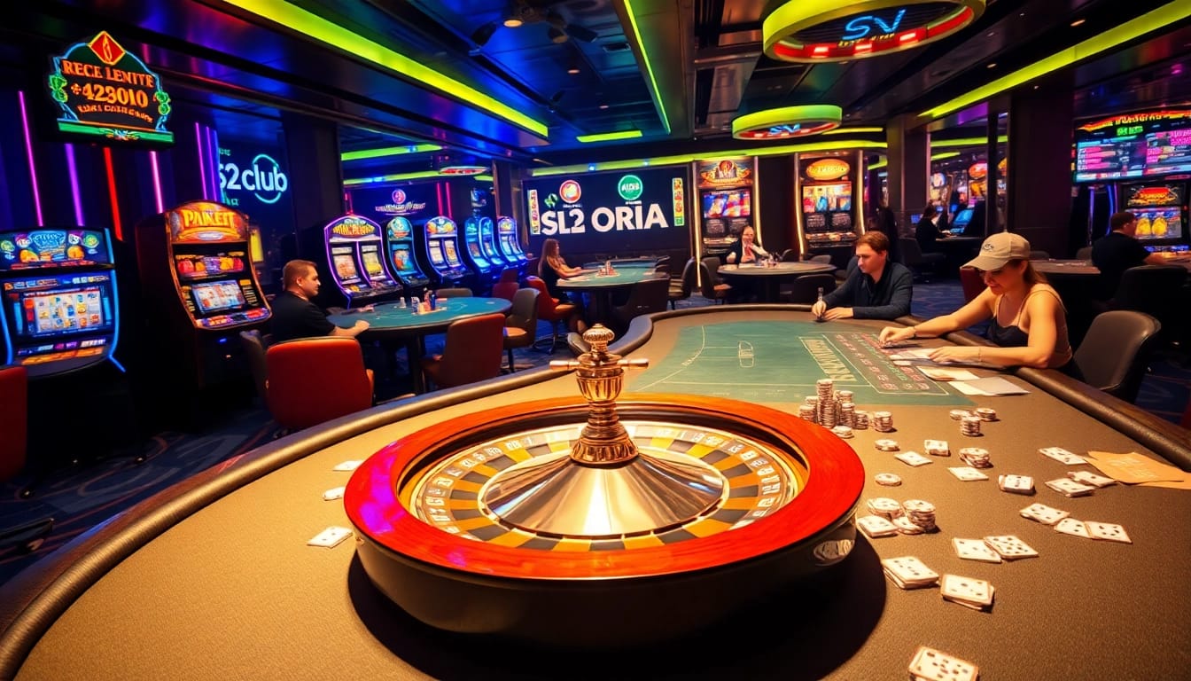 Players enjoying the thrilling atmosphere of B52club with exciting casino games and vibrant slot machines.