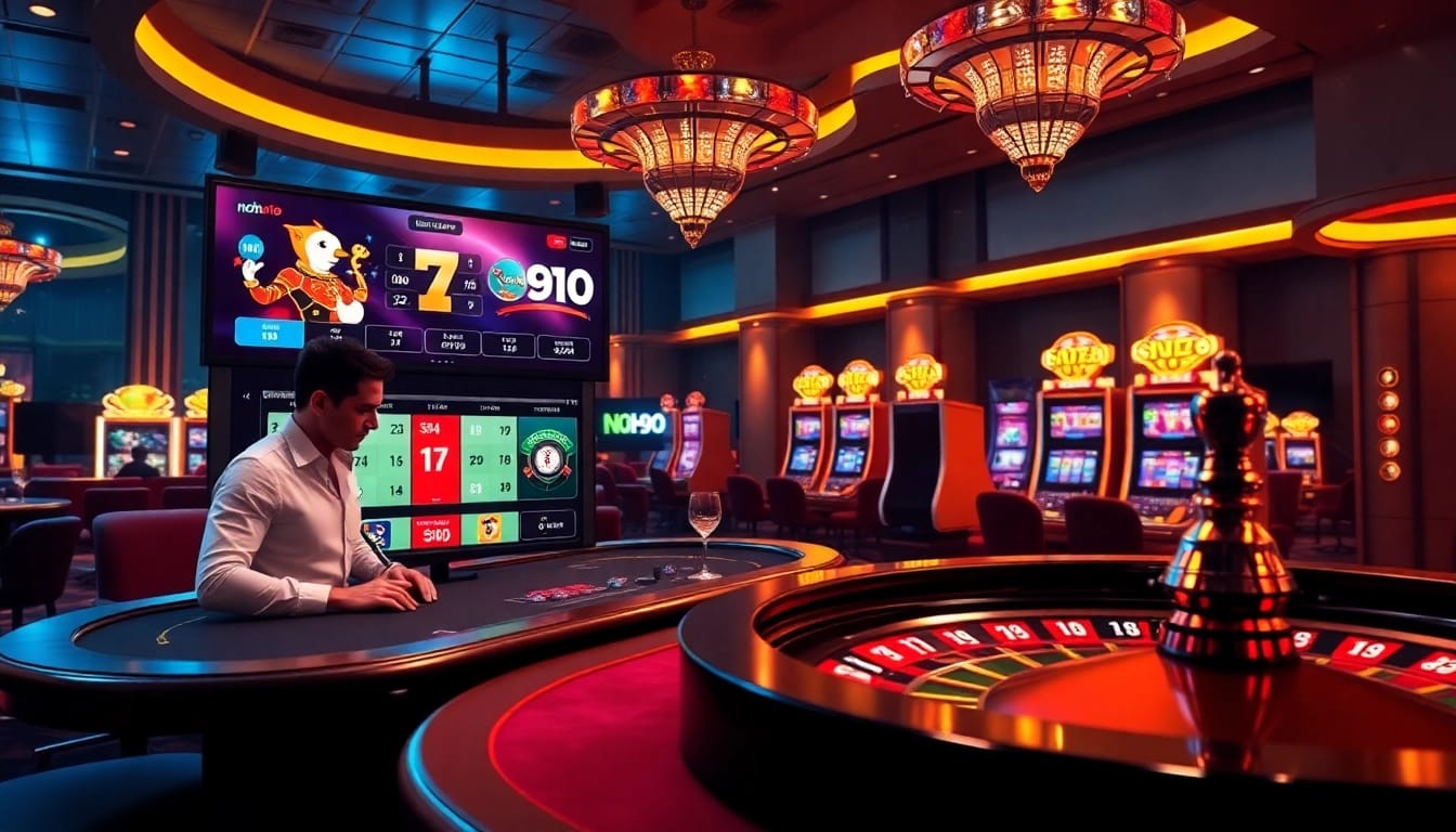 Online gamblers exploring the vibrant nohu90 betting interface with engaging visuals