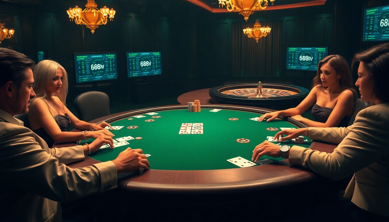 Experience thrilling poker gameplay with luxurious elements at 688v casino.