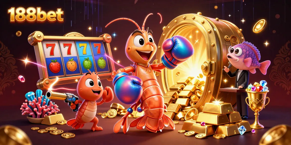 Engage with 188bet slots and jackpot reels in an exciting 3D casino illustration.