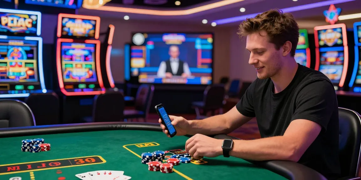 Player at a credit card casino enjoying blackjack with https://dea.org.uk showcasing vibrant gaming atmosphere and excitement.
