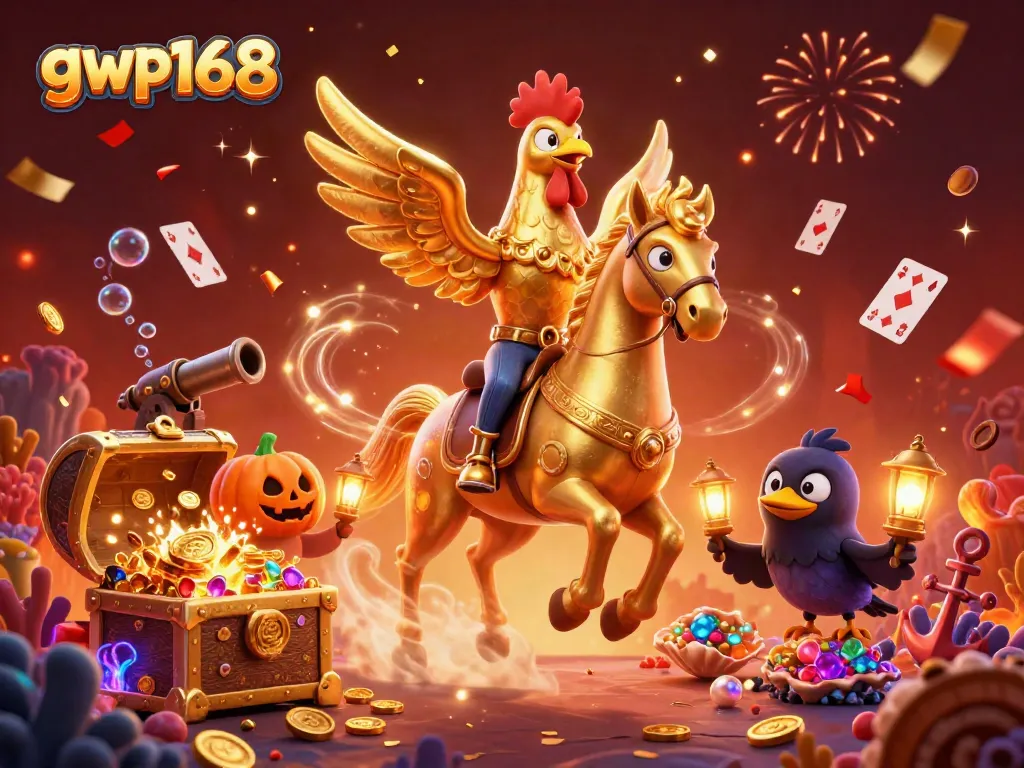 GWP168 menawarkan pengalaman bermain game dengan karakter ayam emas beraksi di kasino.