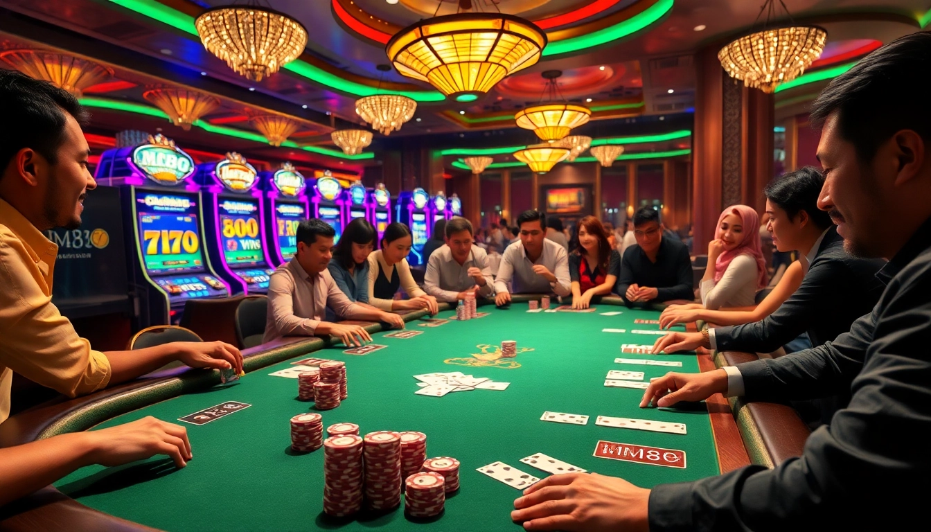 Experience high-stakes action at MM88's luxurious casino tables with vibrant gaming excitement.