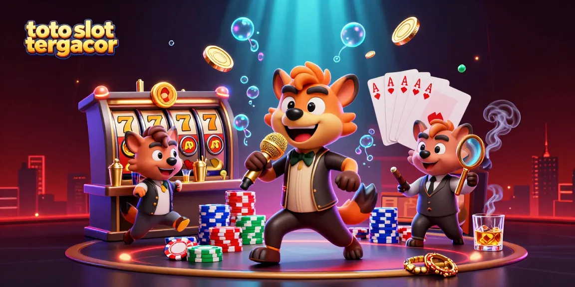 hyenas running a comedy casino club, showcasing toto slot tergacor themes