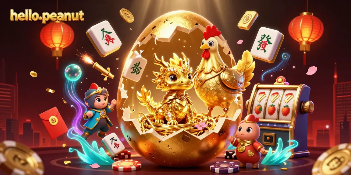 hello-peanut menyajikan ilustrasi kasino yang mempesona dengan naga emas dan simbol keberuntungan