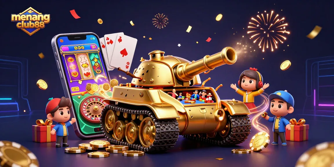 Engage with exhilarating gaming experiences at menangclub88, featuring a vibrant casino interior and dynamic slot game.
