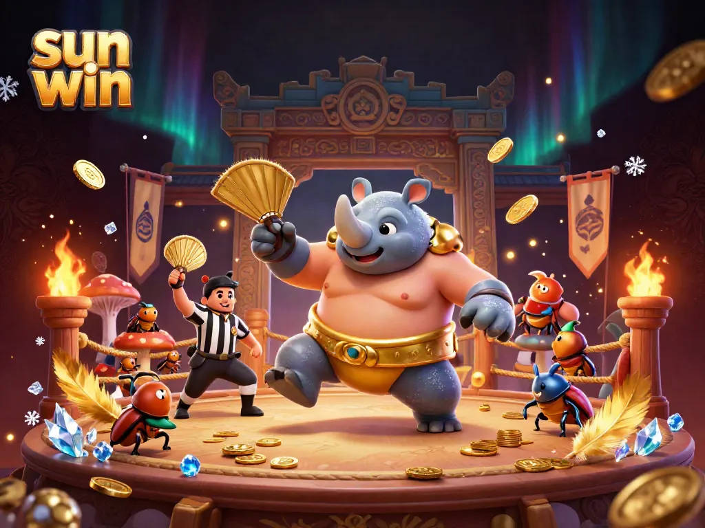 Experience excitement with sun win as a beetle champion wins gold coins in an action-packed scene.