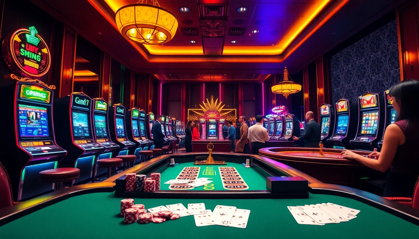 Engaged players enjoying games at nhà cái mm88, showcasing vibrant casino atmosphere.