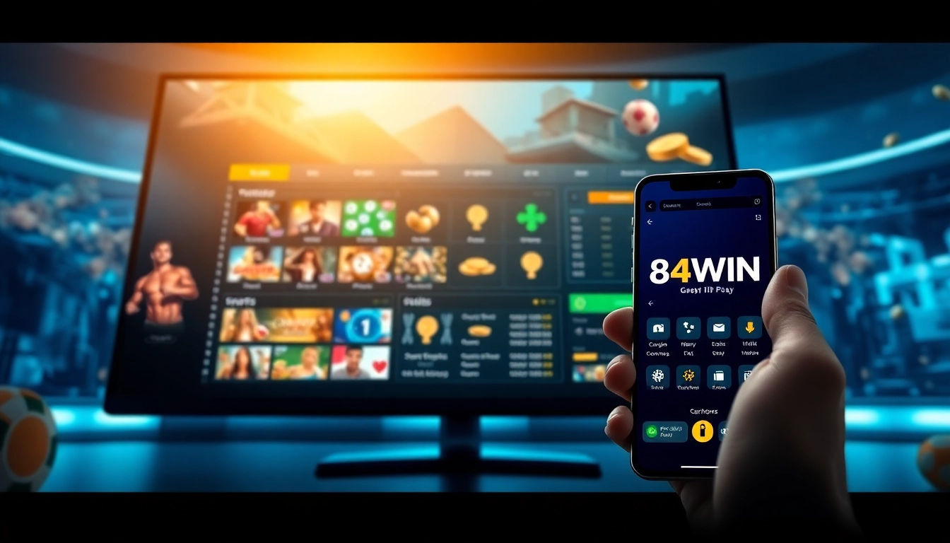 Exciting interface of 84 win showcasing online gaming options for a trustworthy betting experience.