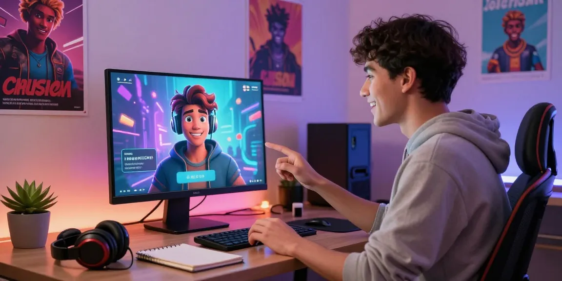 Engaging Crushon AI virtual chat experience with user and animated character in a cozy setting.