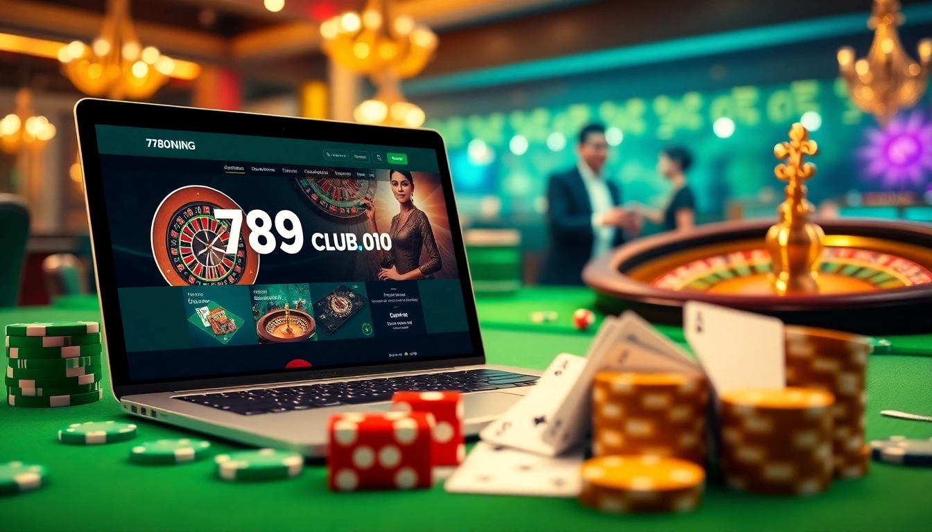 Engage with link 789club as players strategize over poker chips and cards in a lively casino atmosphere.
