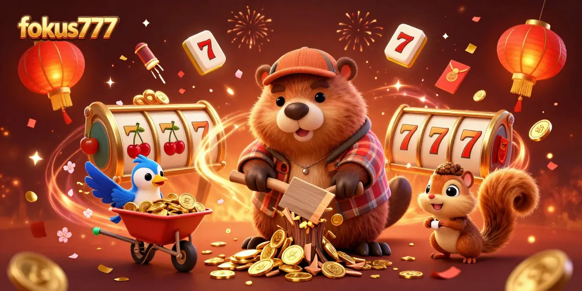 Engage with fokus777's lively 3D casino scene featuring whimsical characters celebrating wins.