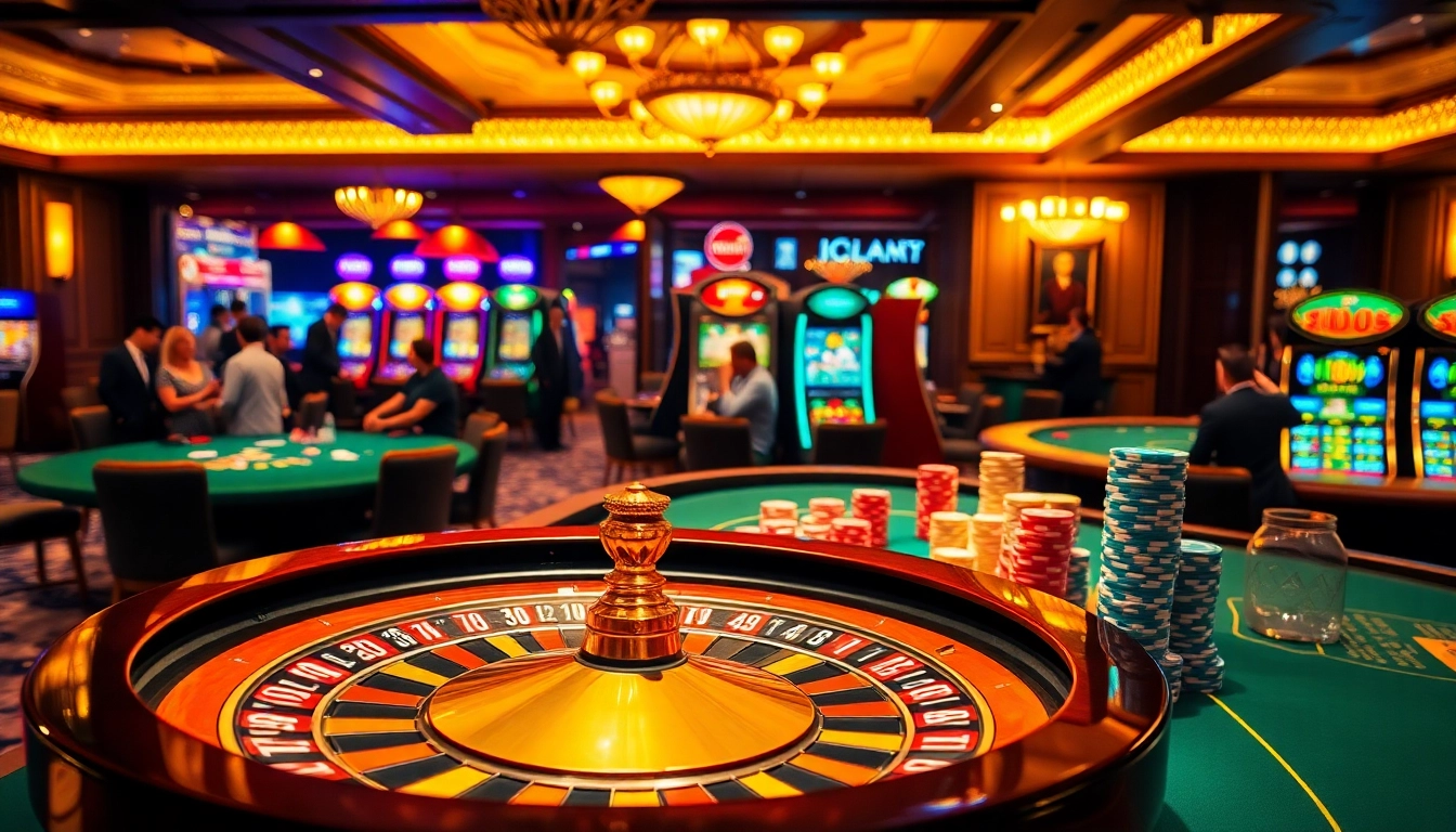 32 win players strategizing at a lavish poker table in an upscale casino setting.