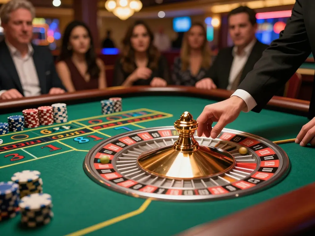 Player placing a bet in a thrilling roulette game at a vibrant casino showcasing 789 gaming excitement