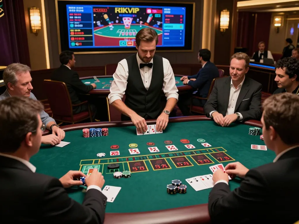 Experience the excitement of baccarat at RIKVIP with live dealers and engaged players.