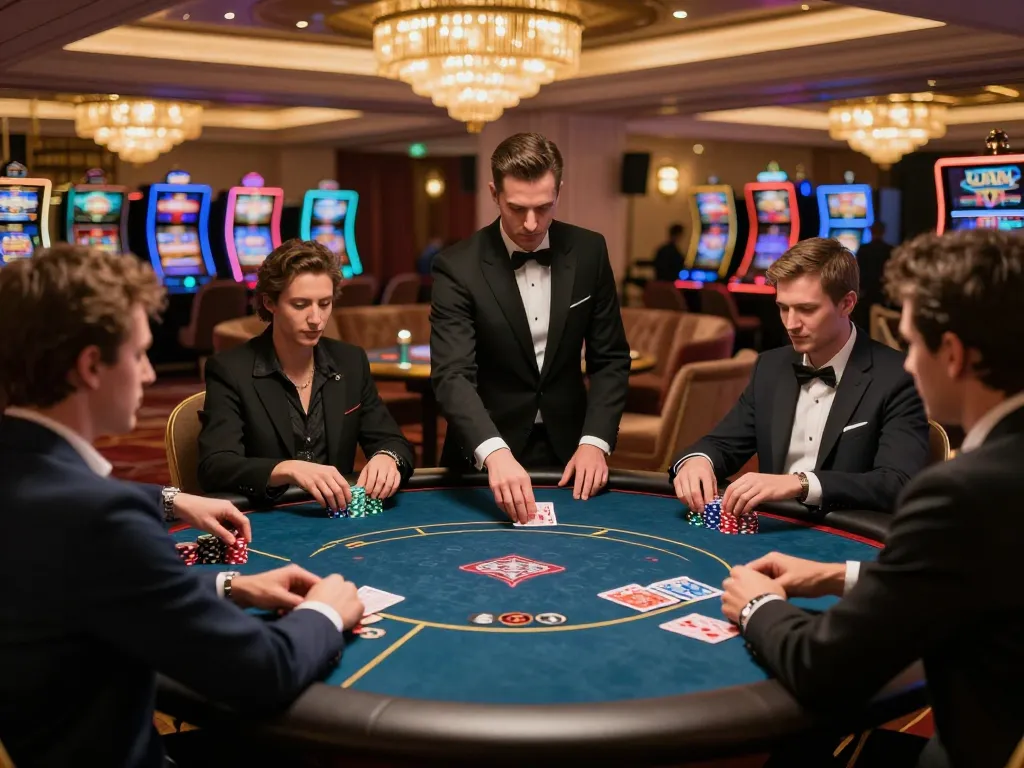 KONG88 engaging players in elite poker game at luxurious casino VIP gaming area.