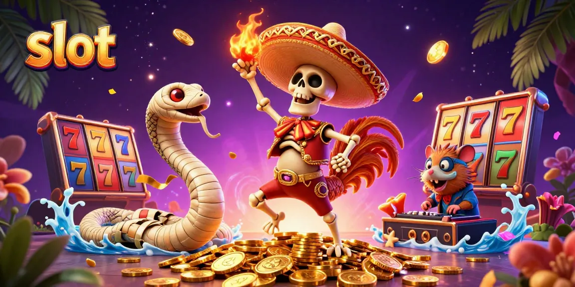 Spin and win with vibrant slot-themed characters celebrating jackpot wins in an exciting 3D scene.