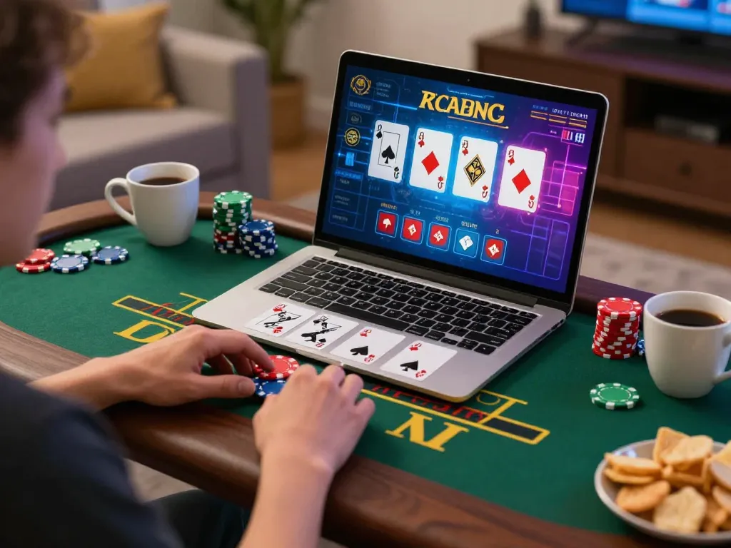 Engaging in exciting online gambling with slot gacor hari ini at home, showcasing dynamic gameplay.