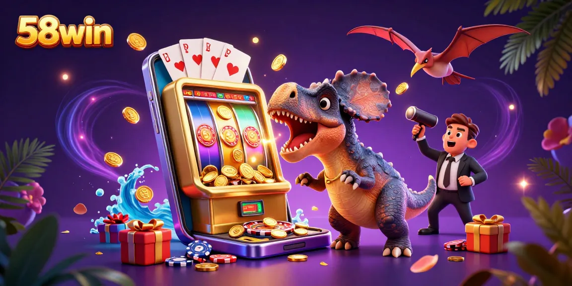 Experience thrilling wins with 58win as characters interact in a vibrant casino scene, showcasing dynamic action.