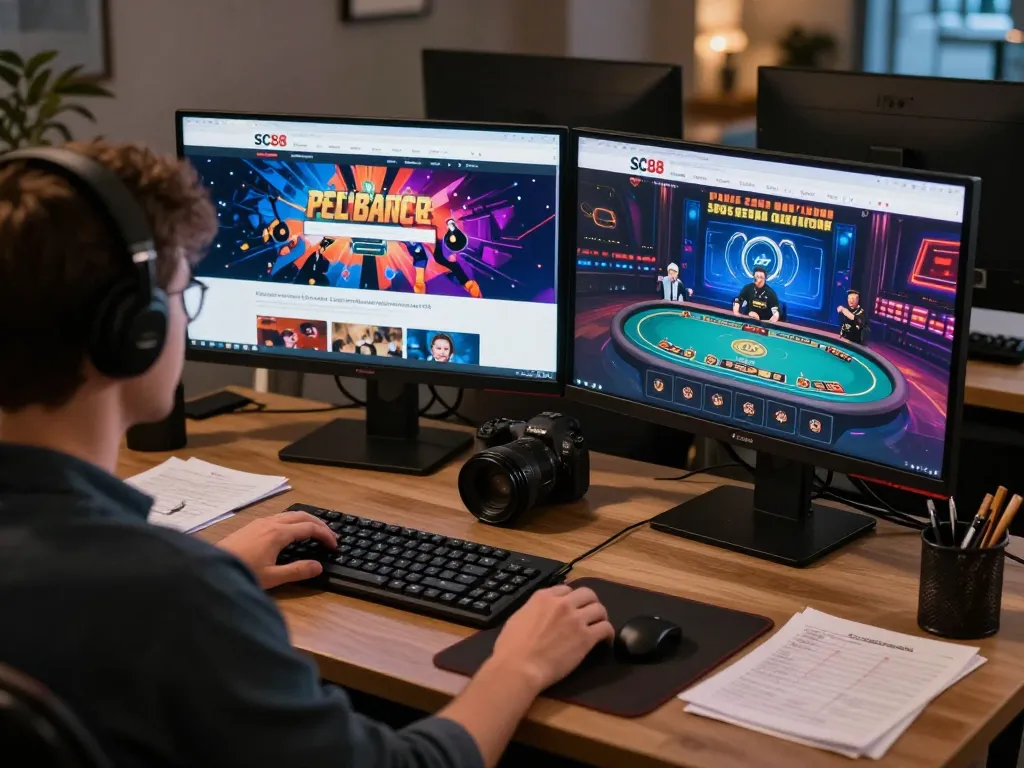 Engaged player using SC88 online casino interface during focused gaming session.