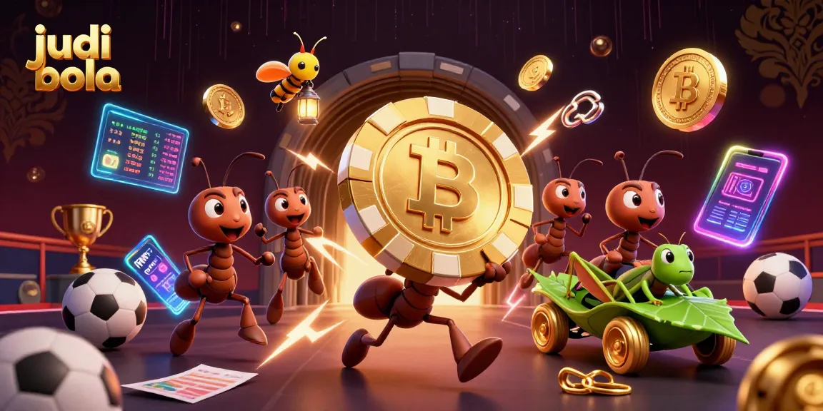 Win big with judi bola in this vibrant 3D cartoon scene featuring dynamic gambling elements.