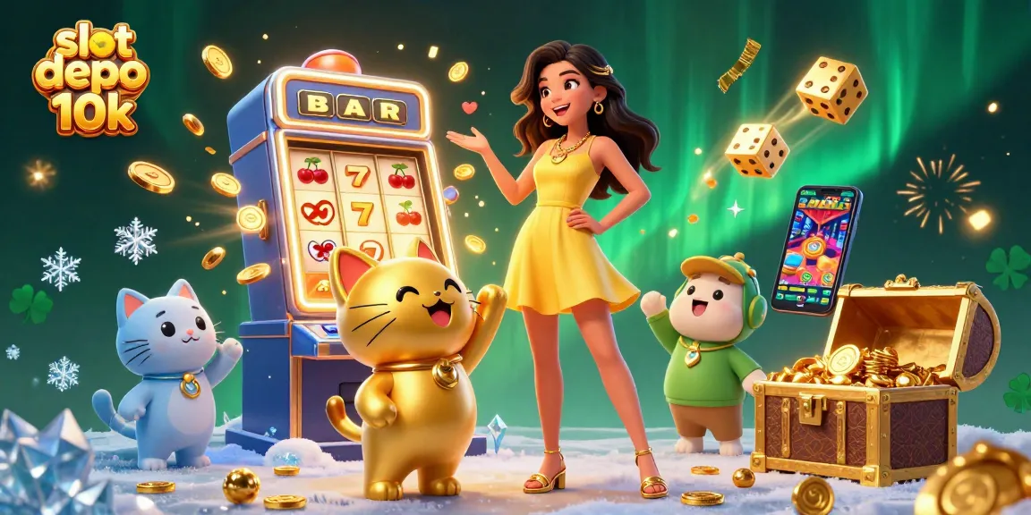 Experience the excitement of slot depo 10k with our vibrant casino scene featuring a lucky cat!