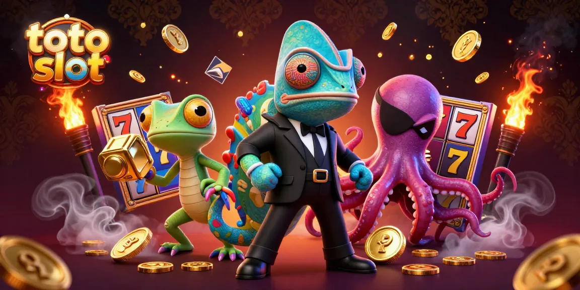 Engage with exhilarating toto slot adventures featuring a vibrant scene with charismatic characters.