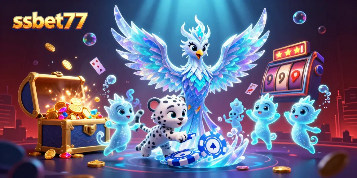 Win big with ssbet77 in an ultra-detailed 3D illustration featuring a vibrant casino scene packed with excitement