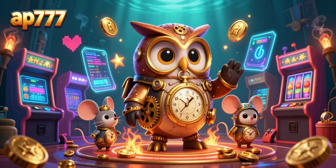 Play exciting games on ap777 where a time-traveler owl and vintage elements meet modern casino thrills.