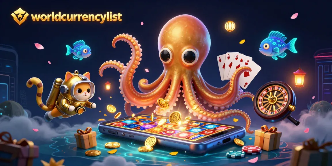 Spin and win with worldcurrencylist's vibrant casino-themed kraken illustration highlighting gaming excitement.