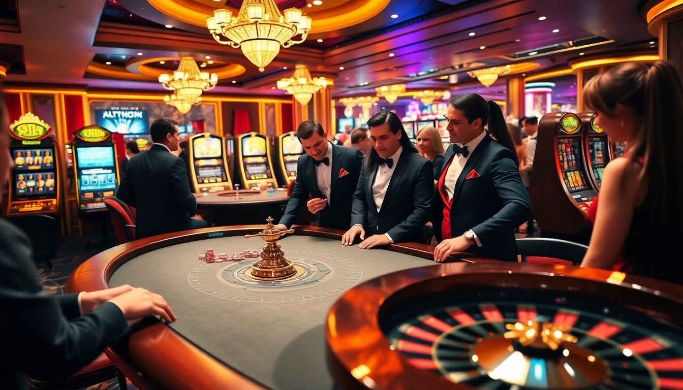 Betting excitement at a luxurious 88i casino scene with poker chips and roulette wheels.