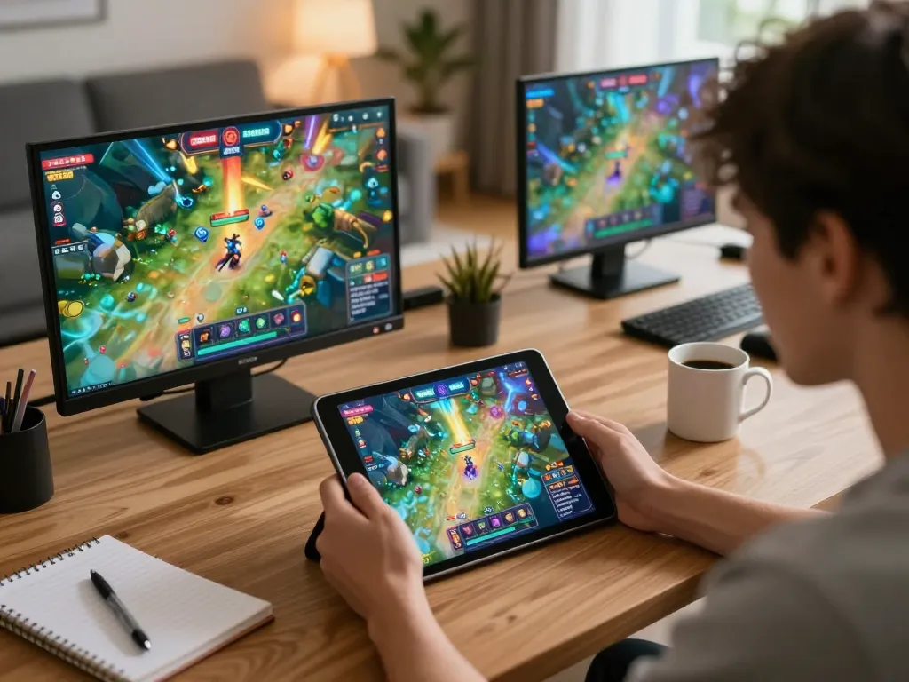 Playing the done55 game on a tablet in a cozy living room, showcasing strategic online gambling.