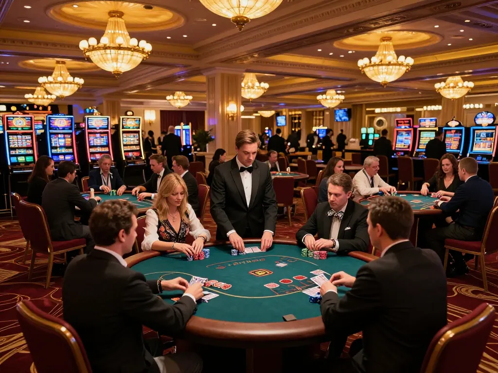 Experience caricature Chatgpt in action, as players engage with thrilling casino games in a luxurious setting.