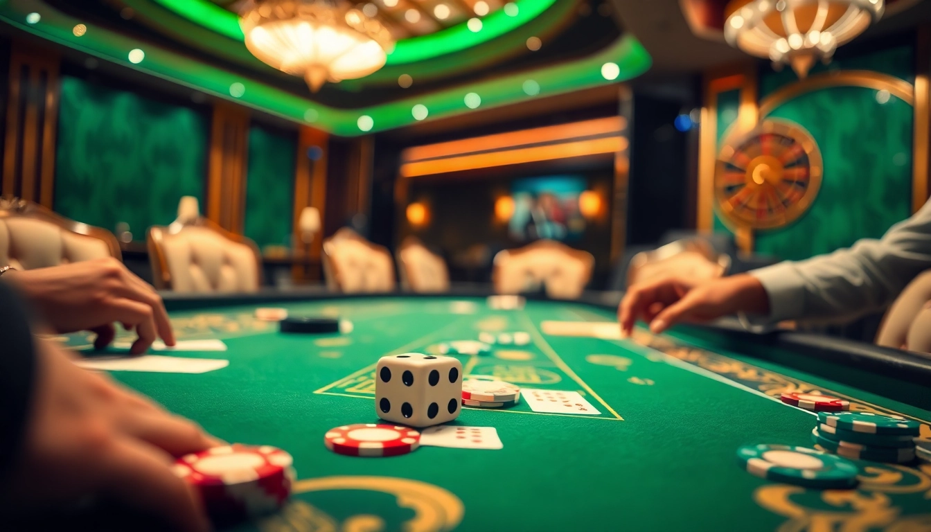 Experience the excitement of the game tài xỉu at a luxurious casino table.