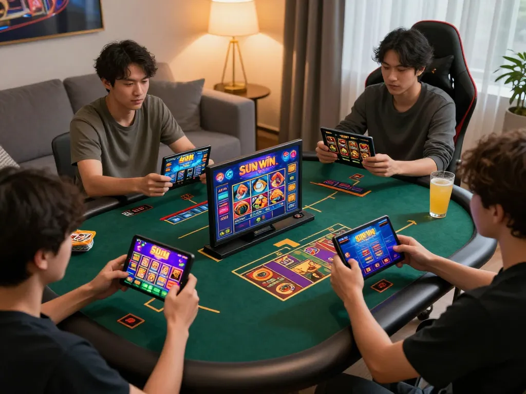 Playing the Sun win casino app on a mobile device during an exciting home gaming session.