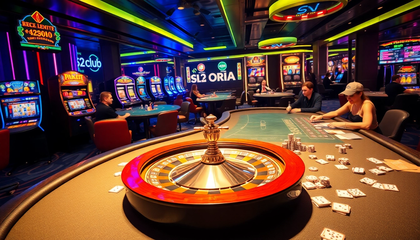 Players enjoying the thrilling atmosphere of B52club with exciting casino games and vibrant slot machines.