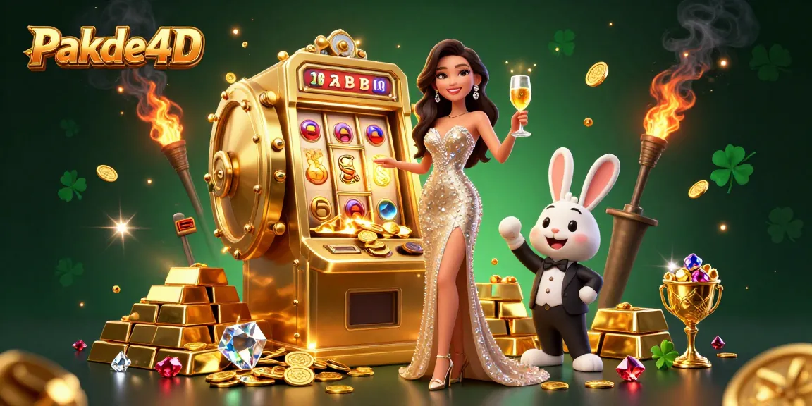 Experience the thrill of Pakde4D's online gaming with a vibrant casino celebration illustration.