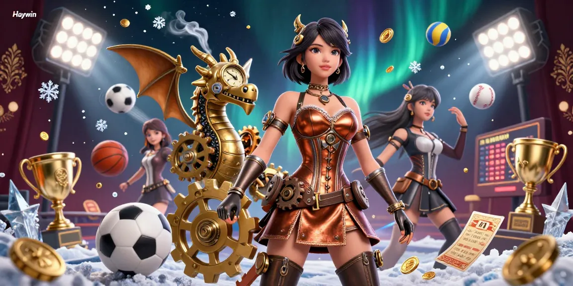 Engage with Haywin's dynamic betting scene featuring 3D characters, sports elements, and gleaming rewards.