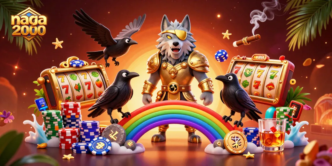 naga2000 menghadirkan wolfs Odin yang megah di atas jembatan chip kasino, dengan simbol slot berwarna-warni