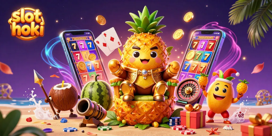 Experience thrilling slot hoki action with a vibrant casino scene featuring lively characters and games.