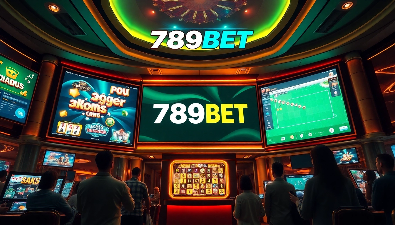 Engaging visual of 789BET's luxurious online gambling platform with diverse users.