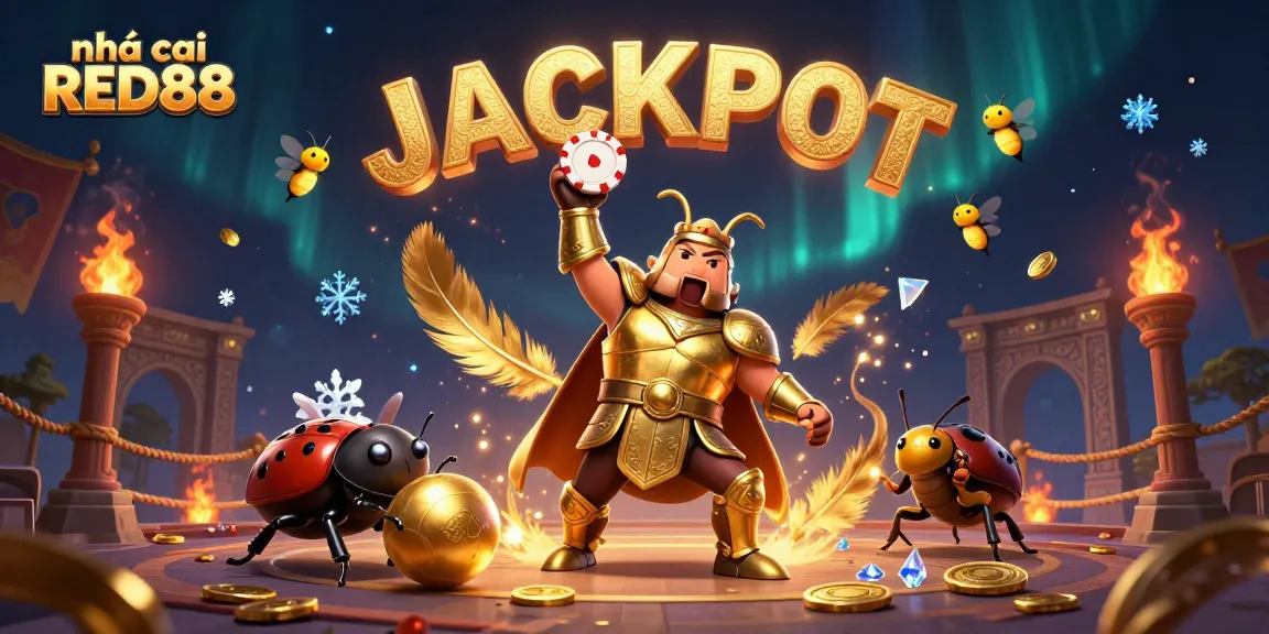 Engage with nhà cái RED88 through a thrilling 3D casino illustration featuring a heroic beetle.