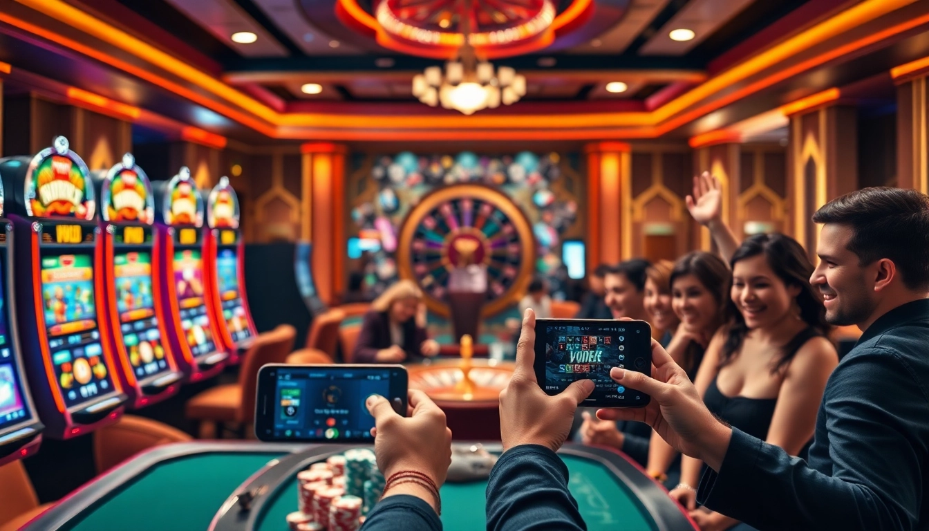 Experience the excitement of Ga6789 with vibrant slot machines and poker chips.