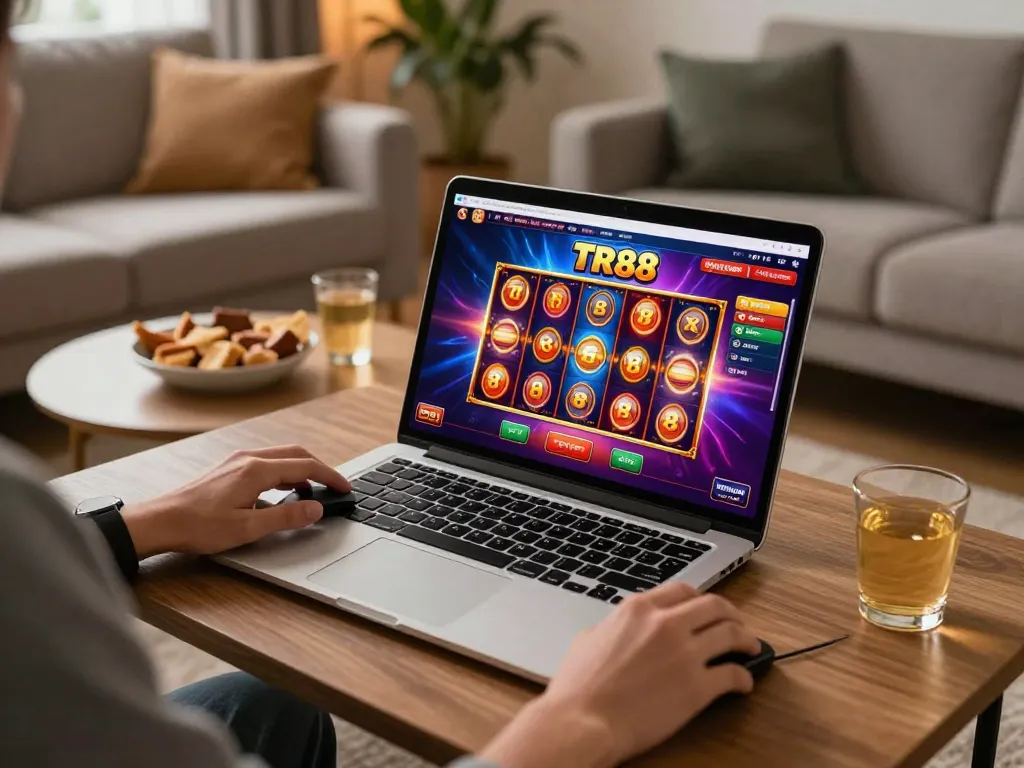 Experience exciting TR88 online gameplay in a cozy home setting with delightful engagement.