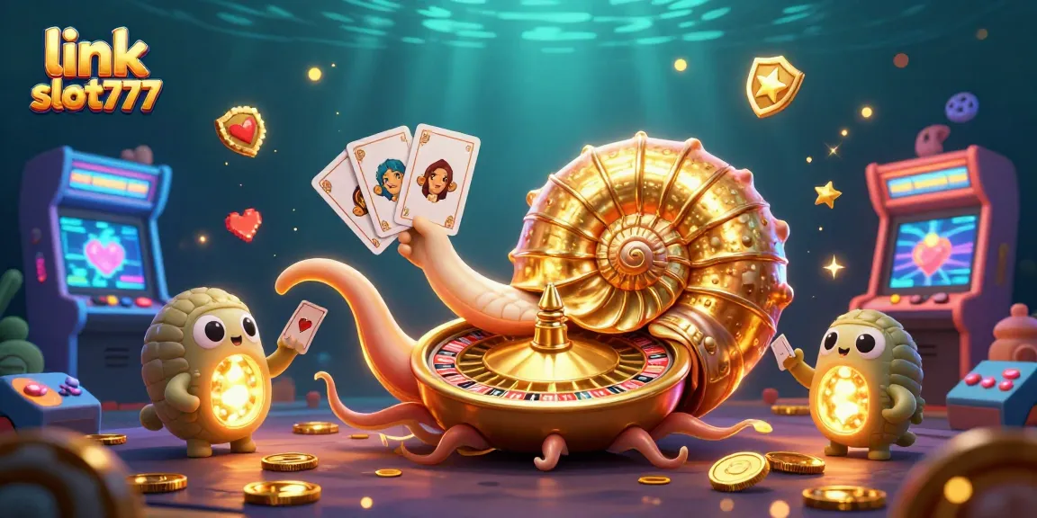 win big with link slot777 in a captivating underwater casino themed illustration
