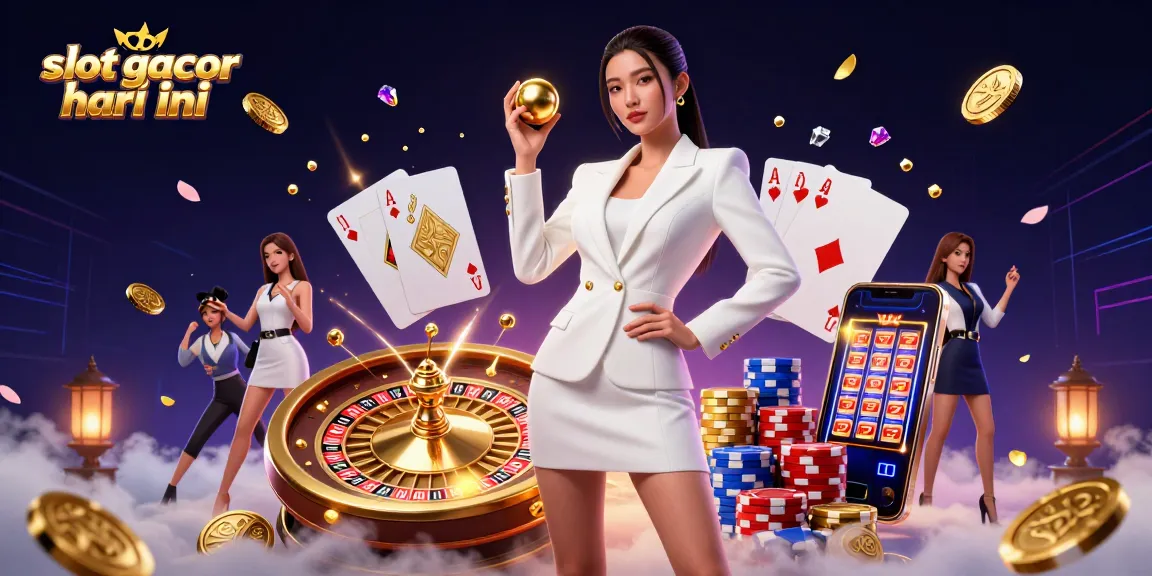 Rasakan kemenangan dengan slot gacor hari ini, menampilkan wanita Asia yang percaya diri di dalam suasana kasino yang dinamis.