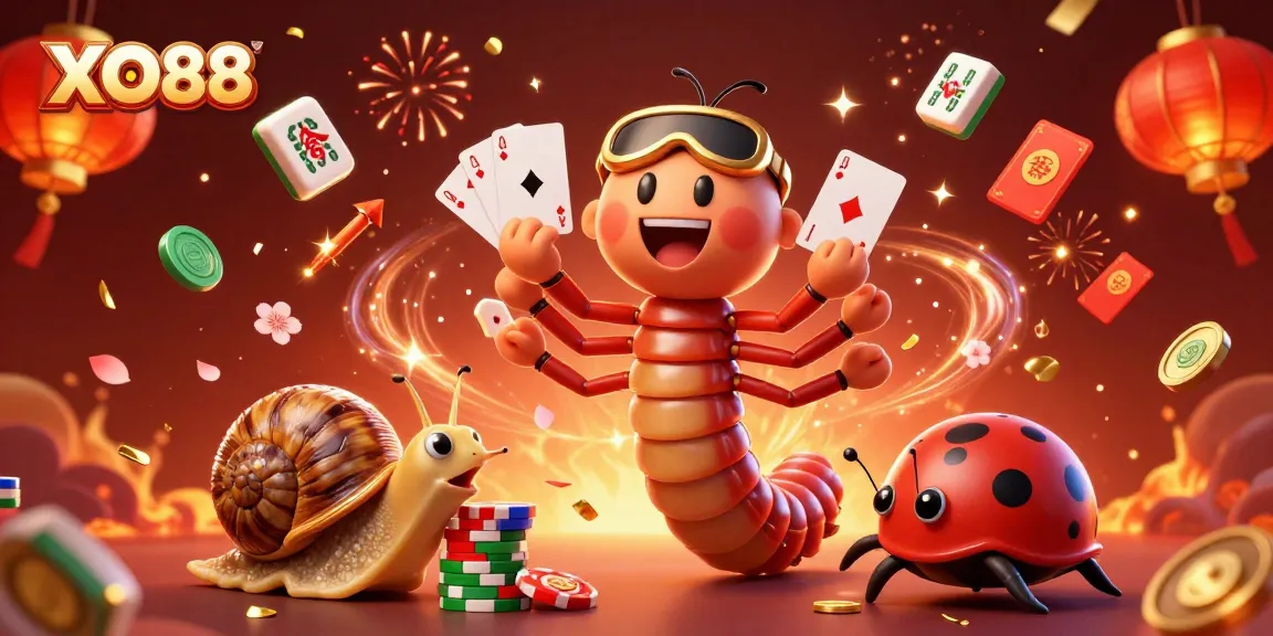 Experience the excitement of XO88 with a vibrant casino scene featuring unique characters and rich game elements.