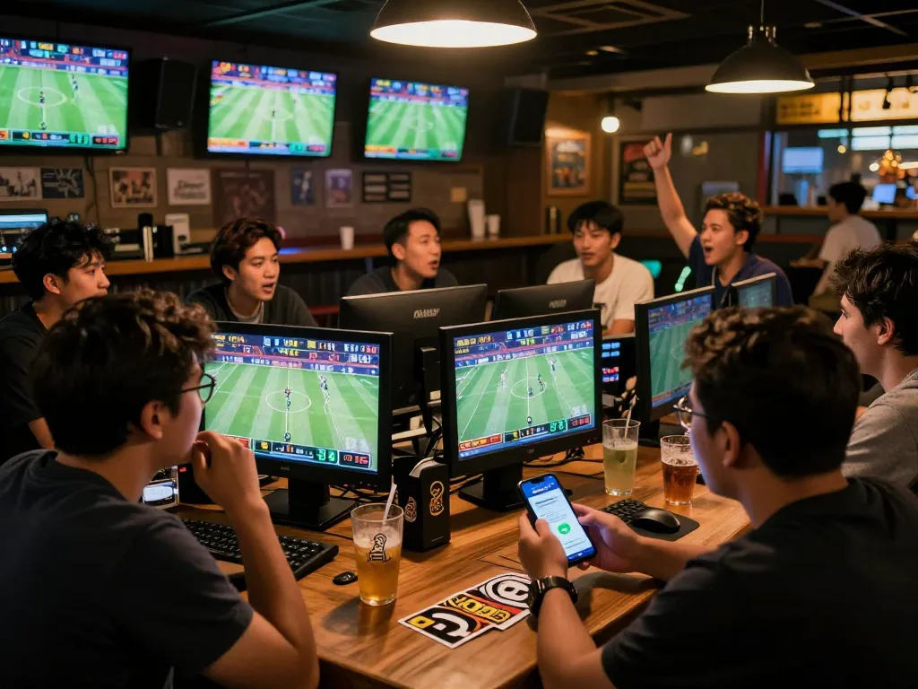 Thrilling sports betting action at a vibrant venue using Qh88 com app for live wagering