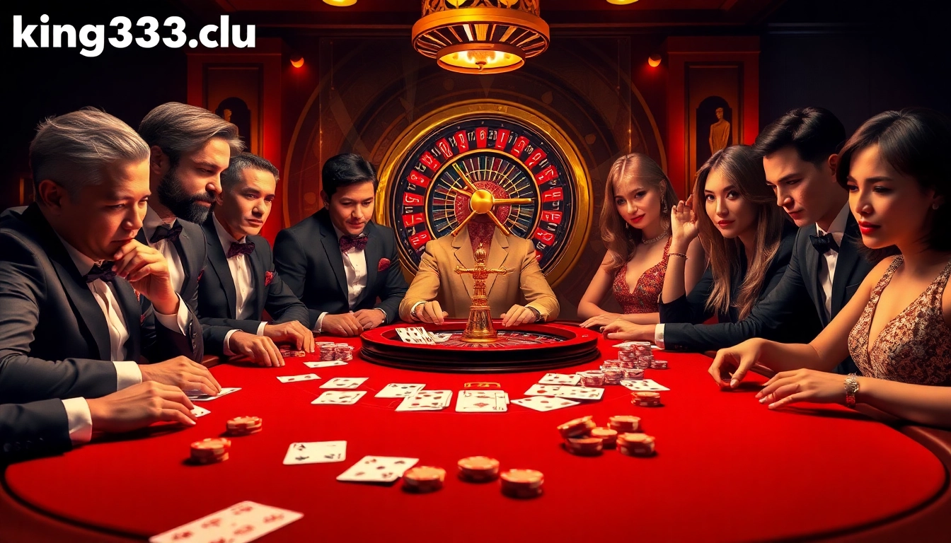 A thrilling poker game at king333.club showcasing high-stakes play and luxury casino vibes.